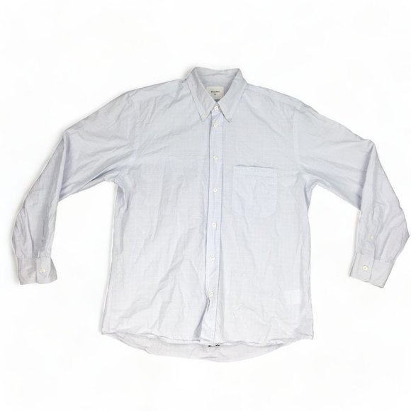 Billy Reid Button Up Shirt Standard Fit Plaid Blue White Button Collar Size M - Picture 1 of 11